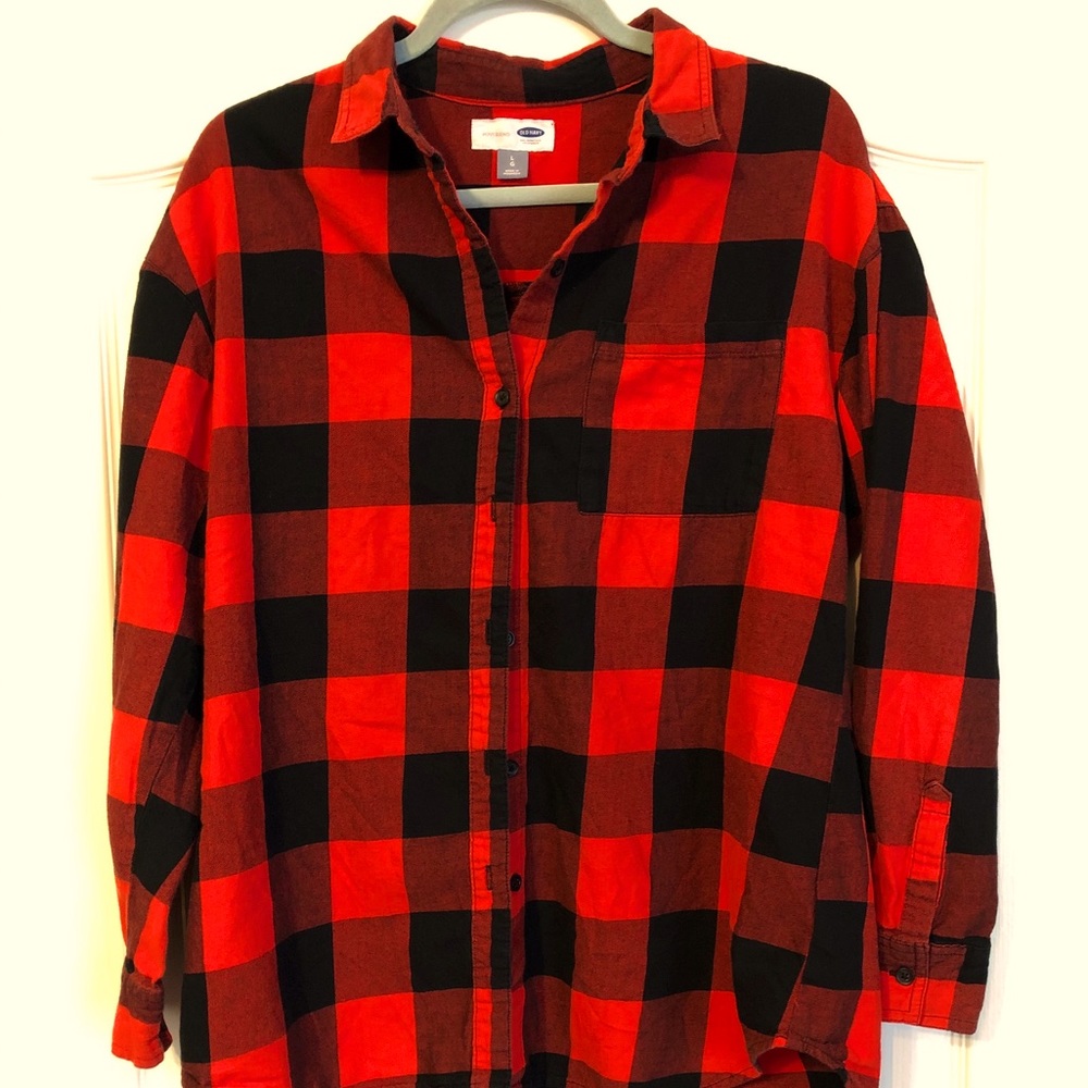 Old Navy Buffalo Check Boyfriend Fit Flannel